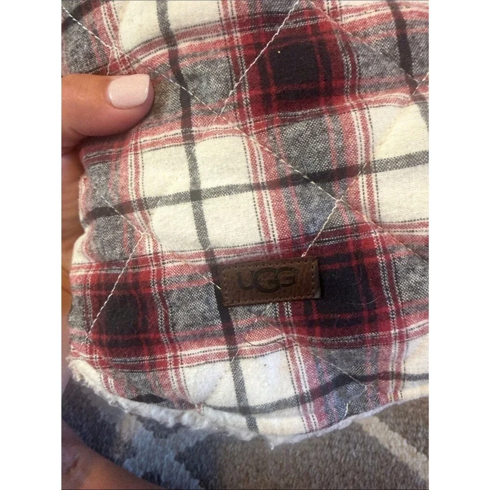 UGG Plaid Sherpa Dog Coat Jacket | Red Black White Winter Pet Coat Small